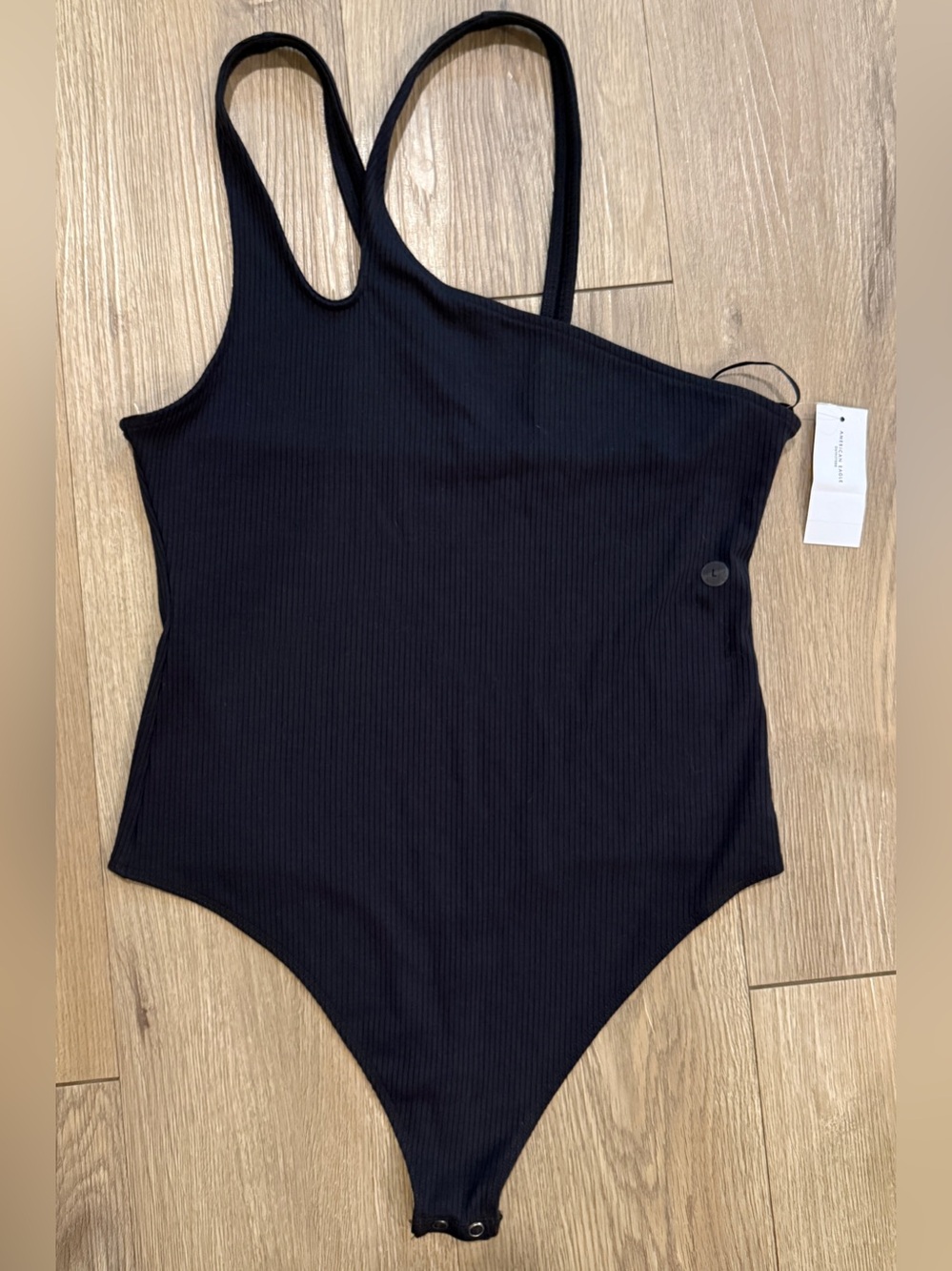 NWT American Eagle Tank Top Body Suit Charcoal Striped Size Large